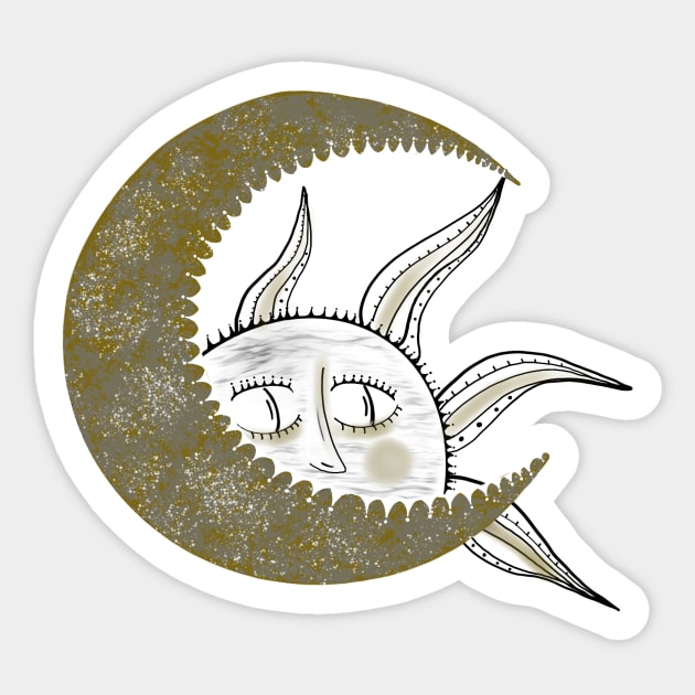 Sun and moon minimalistic design celestial Sticker by Richardsonh25